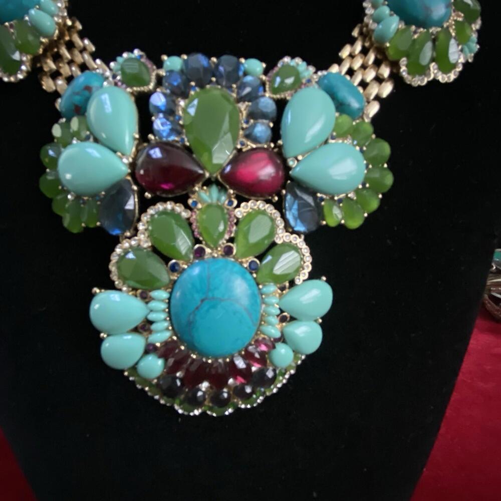 Banana Republic Runway Statement Necklace Turquoise/Green/Purple Colors